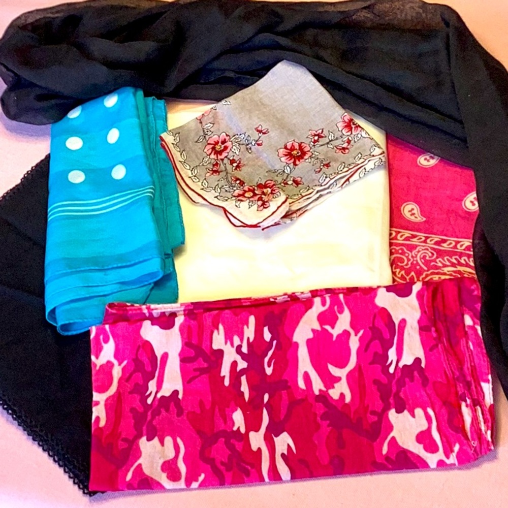 FINAL SALE PRICE Scarves, Bandana & Hankie Lot of 7